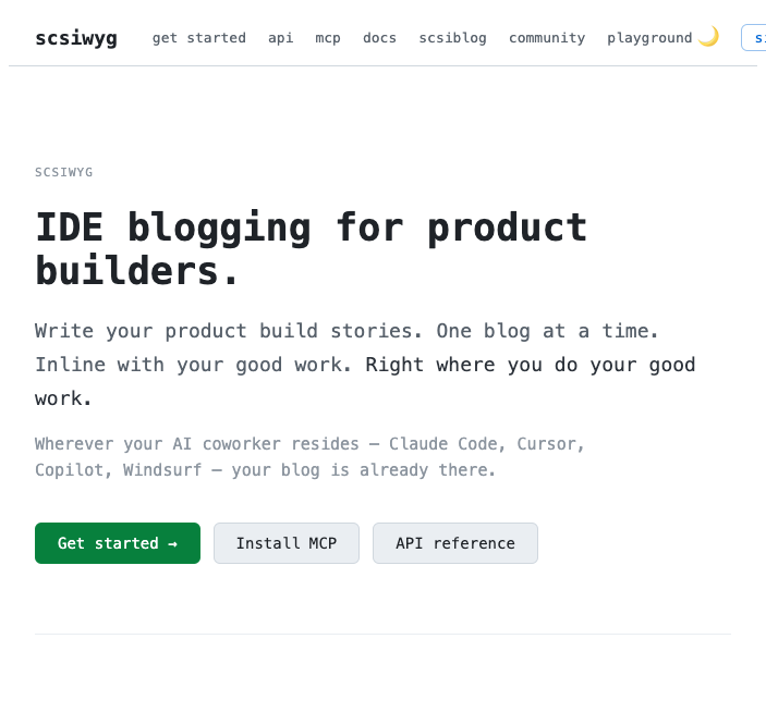 scsiwyg homepage at launch